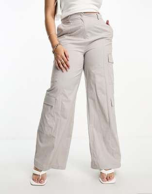 Extro & Vert Plus 90s wide leg cargo trousers in stone grey