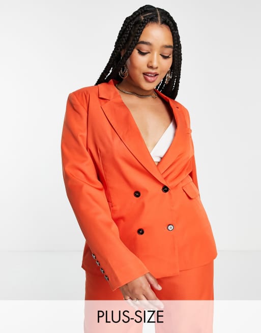 Extro & Vert Plus - Blazer d'ensemble oversize à poche - Rouille 
