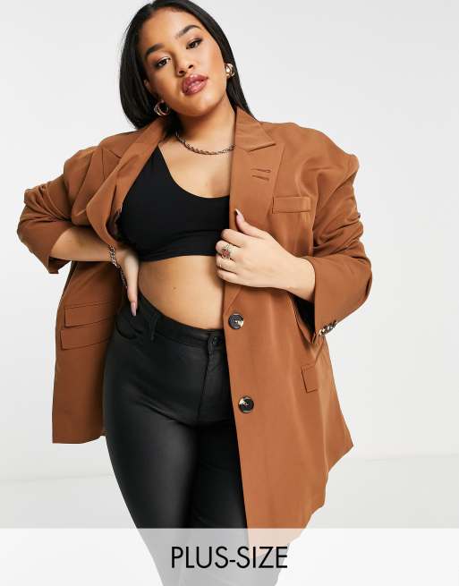 Extro & Vert Plus - Blazer d'ensemble ultra ample - Marron de minuit