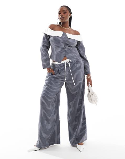 Extro & Vert Plus - Broek met figuurnaden en trekkoord in petrolblauw met wit, deel van co-ord set - view 1