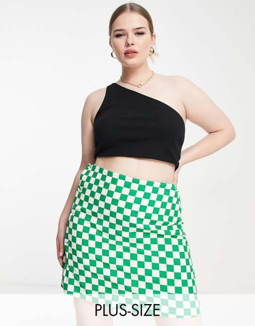 Plus Size Cropped Plaid Shirt