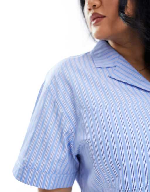 Extro & Vert Plus - Camicia corta a maniche corte a righe blu in coordinato, 4 di 4