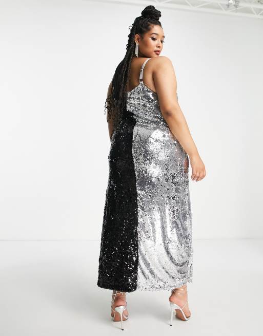 Silver and black long dress sale