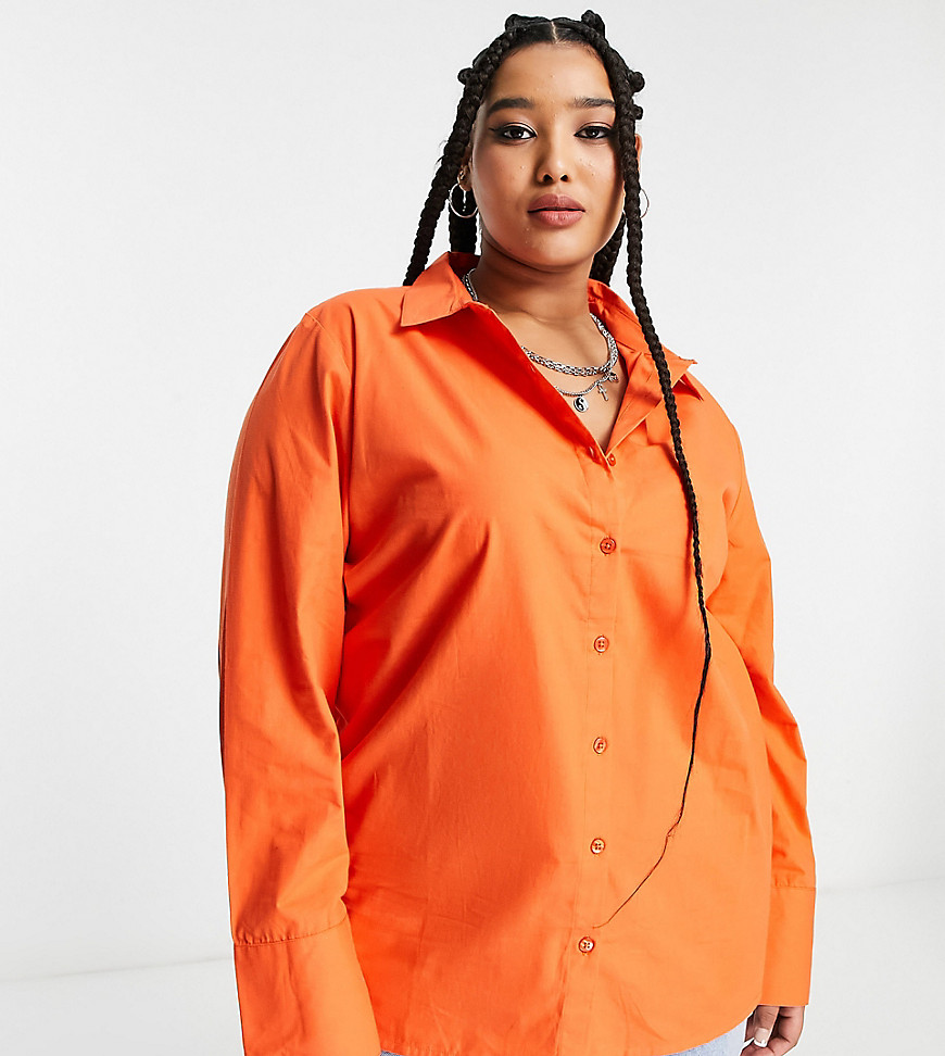 Extro & Vert Plus cotton oversized shirt in orange