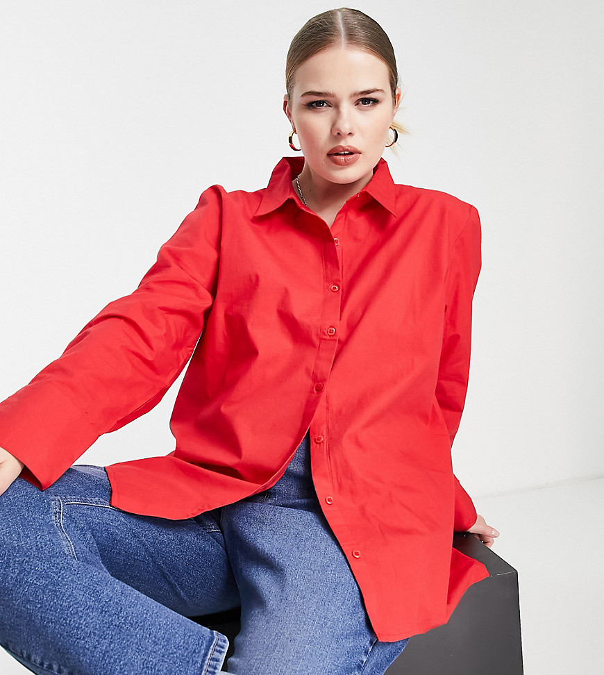 Plus-size shirt by Extro %26 Vert The scroll is over Spread collar Button placket Button cuffs Oversized fit