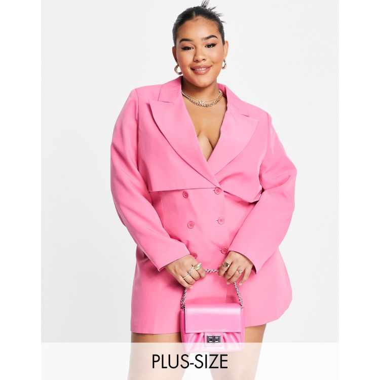 Pink blazer 2025 dress plus size