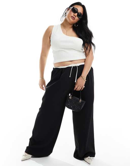 Extro & Vert Plus drawstring tailored pants in black and white
