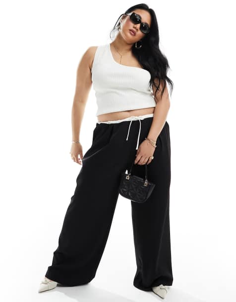 Extro & Vert Plus drawstring tailored trousers in black and white - view 1