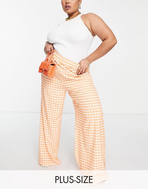 ASOS DESIGN relaxed wide leg flare trousers in orange