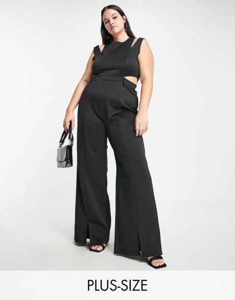 Extro & Vert Plus – Eleganter Jumpsuit in Schwarz mit weitem Bein und Cut-out - view 1