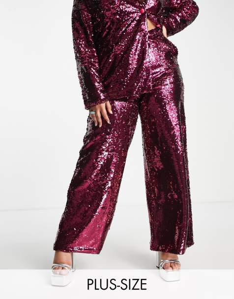 Extro & Vert Plus – Gerade geschnittene Hose mit Paillettenbesatz in Pink, Kombiteil - view 1