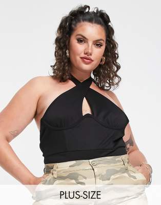 Extro & Vert Plus halterneck body in black - ASOS Price Checker