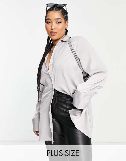 Extro & Vert Plus – Hemd aus Satin in Aschgrau
