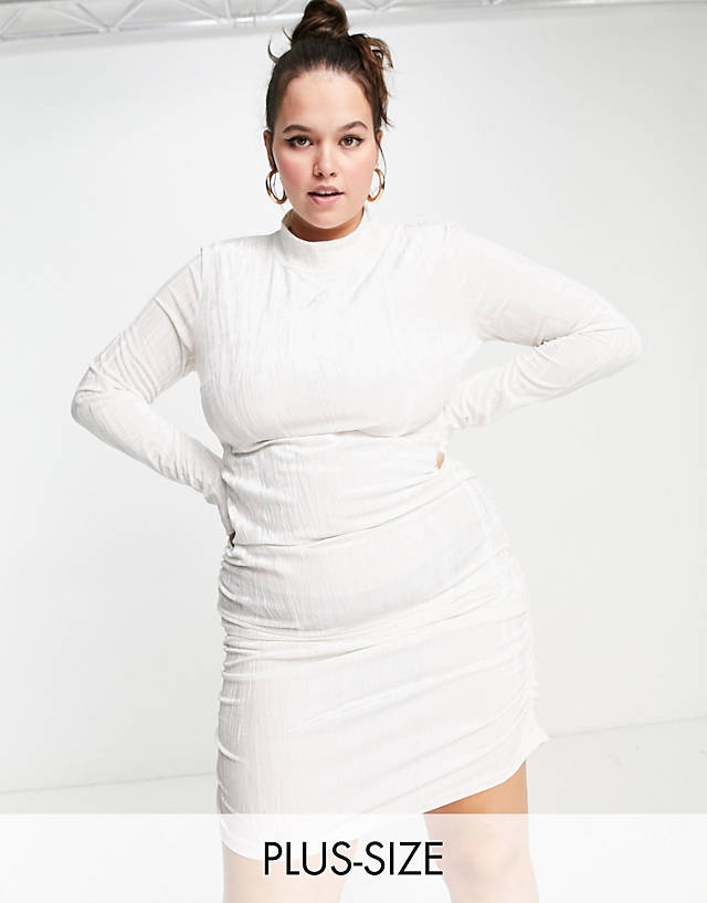 Extro & Vert Plus high neck body-conscious mini dress in shimmer velvet