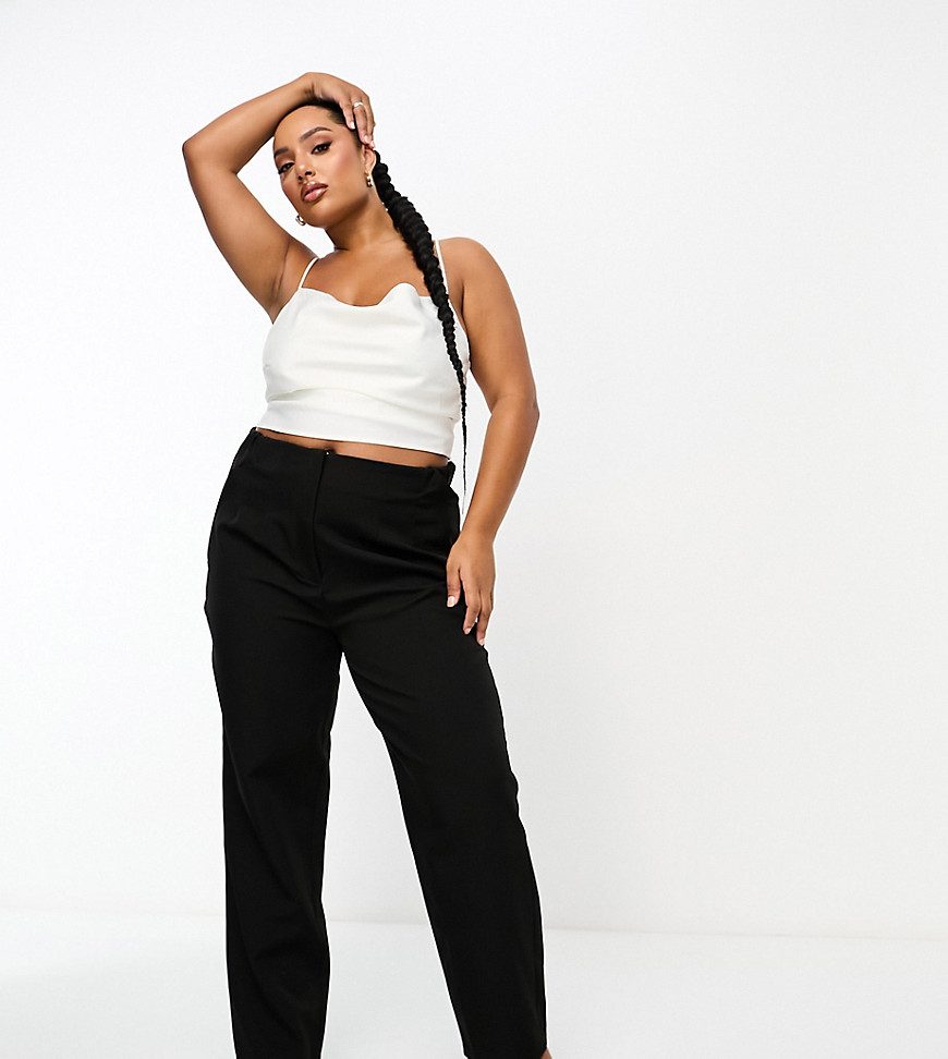 high rise tailored pants in black