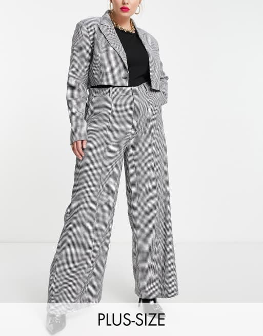 Extro & Vert Plus – Hose mit sehr weitem Bein und Karo-Hahnentrittmuster