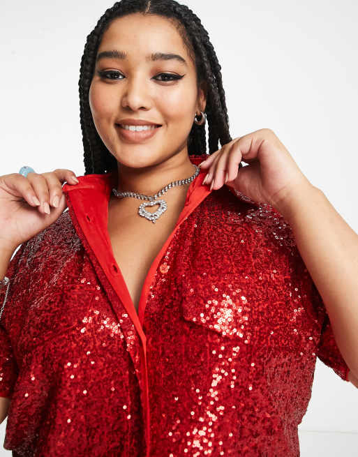 Red sequin top plus 2024 size