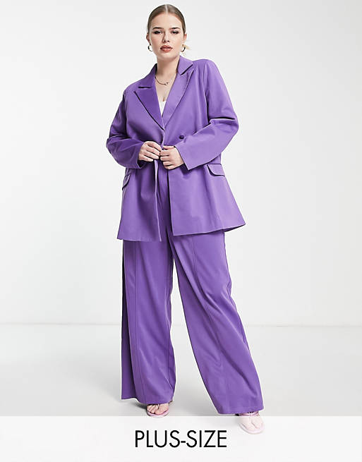 Extro & Vert Plus oversized blazer with panel in purple