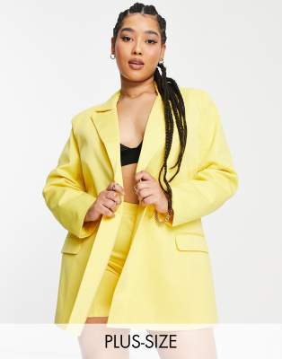 Plus size yellow on sale blazer