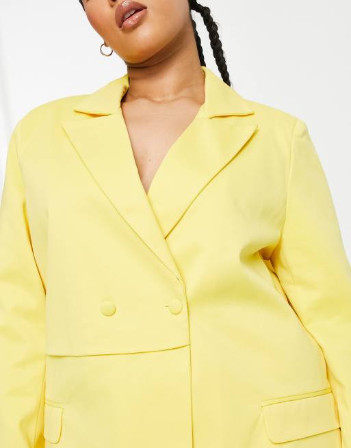 Extro & Vert Plus oversized blazer with panel in yellow, 4 of 4