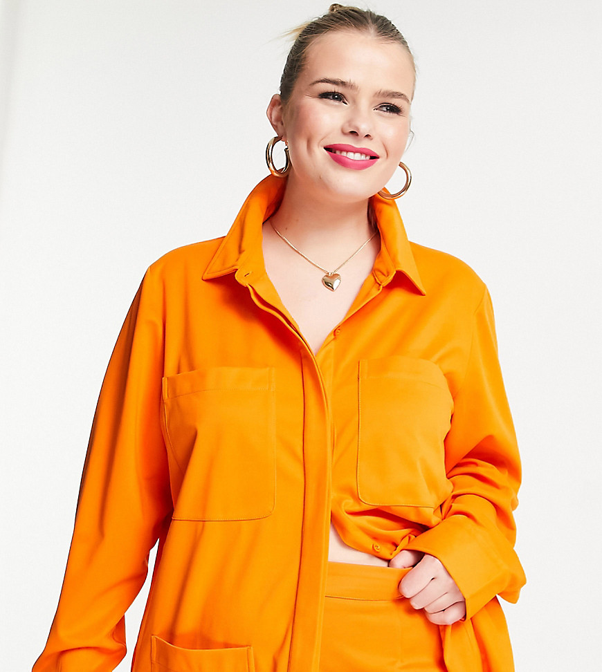 Extro & Vert Plus oversized utility shirt in tangerine-Orange