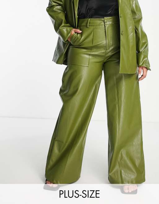 Pantalon en best sale cuir vert