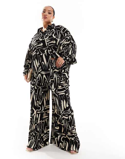 Extro & Vert Plus plisse pants in abstract print (part of a set)