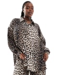 [Extro & Vert Plus] Extro & Vert Plus plisse shirt in leopard print (part of a set)-Multi 20 LEOPARD