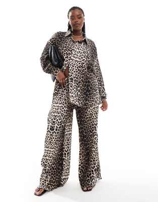 Extro & Vert Plus Extro & Vert Plus plisse trousers in leopard print co-ord-Multi