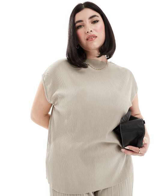Extro & Vert Plus – Premium – Plissee-Oberteil in Metallic-Latte mit weicher Haptik, Kombiteil