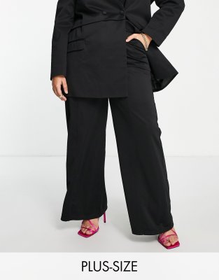 Extro & Vert Plus slouchy wide leg trousers in black - ASOS Price Checker