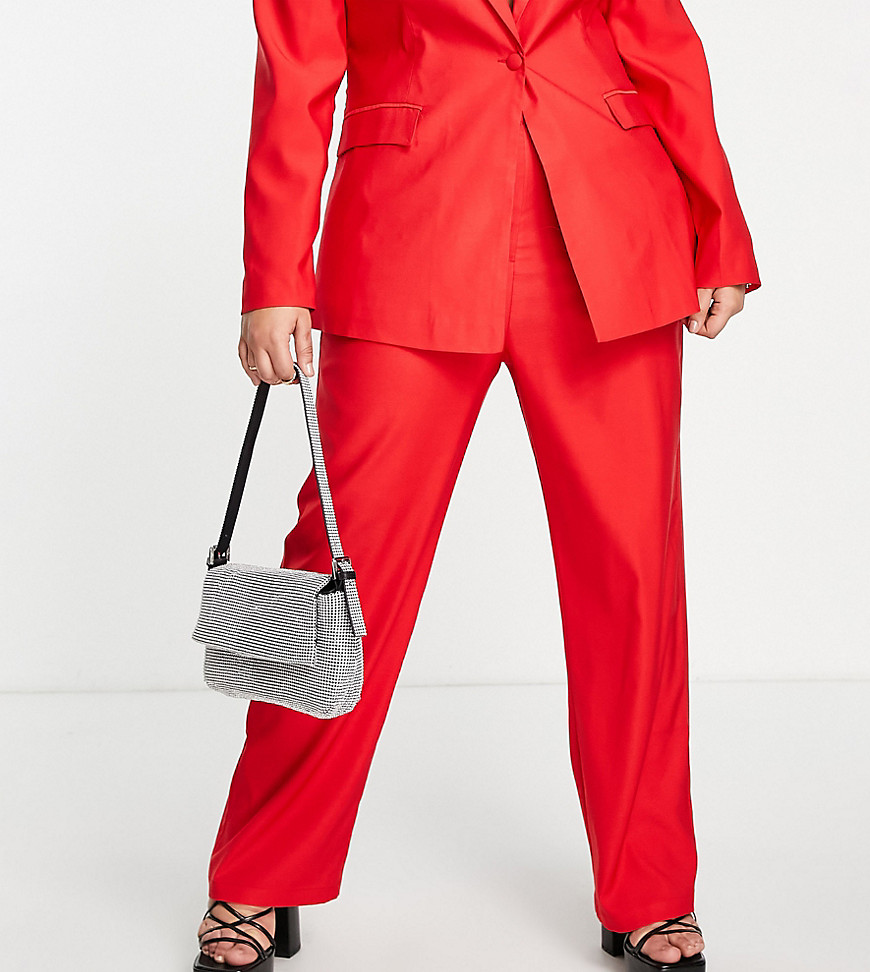 Extro & Vert Plus straight leg suit pants in fiery red