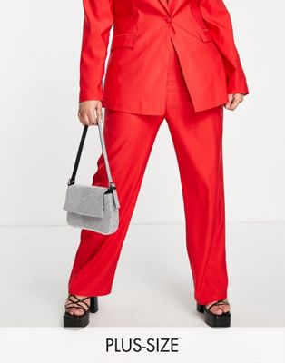 Extro & Vert Plus straight leg suit trousers in fiery red - ASOS Price Checker
