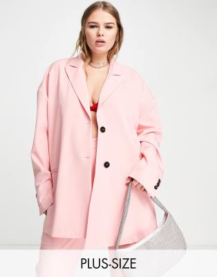 Extro & Vert Plus super slouchy blazer in bubblegum pink