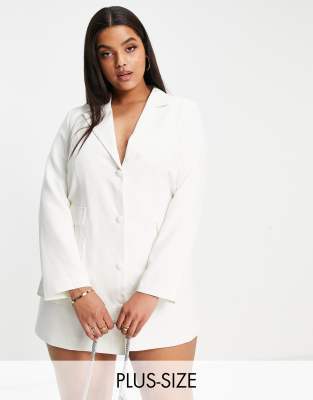 Extro & Vert Plus Utility Blazer Dress In Off White ModeSens