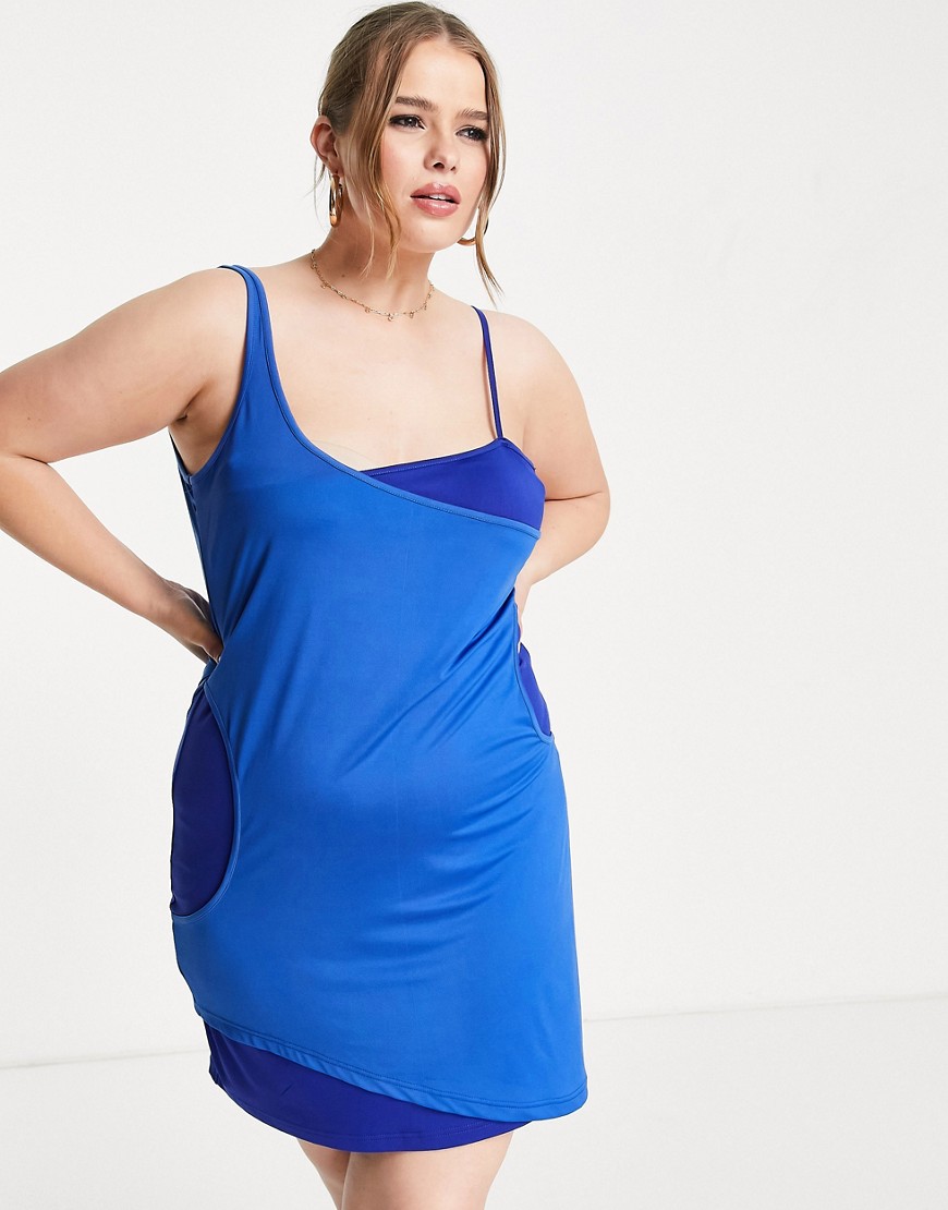 Vestito corto con strati sovrapposti in rete blu cobalto - Extro&Vert Plus  donna Blu - immagine1
