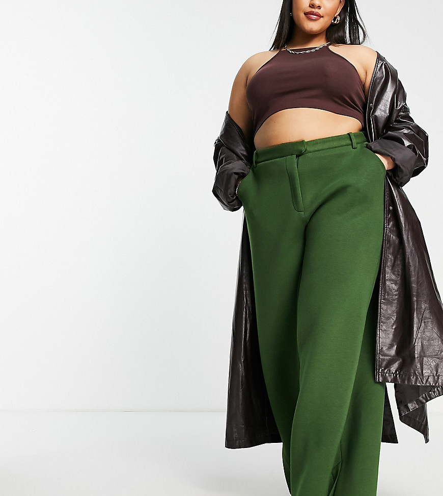 Plus-size trousers by Extro %26 Vert Make your jeans jealous High rise Belt loops Side pockets Wide leg