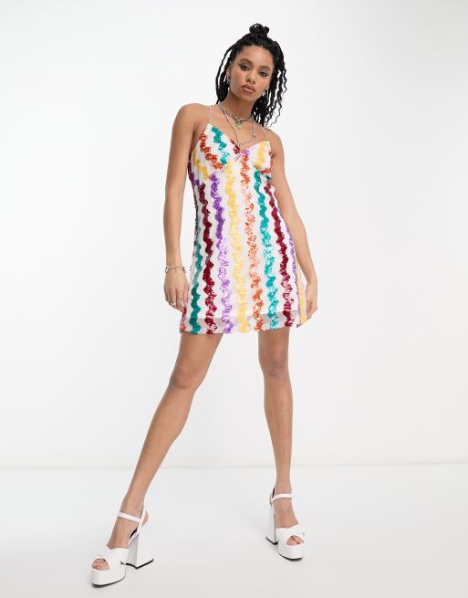 Asos rainbow sequin clearance dress