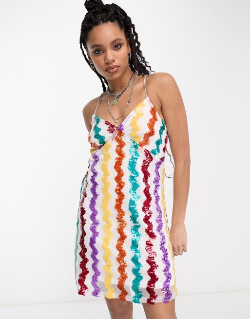 Zara sequin shop rainbow dress