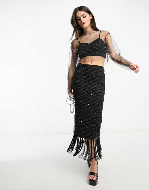 Embellished layered outlet skirt