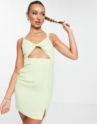 Extro & Vert twist front cami dress in lime green - ASOS Price Checker