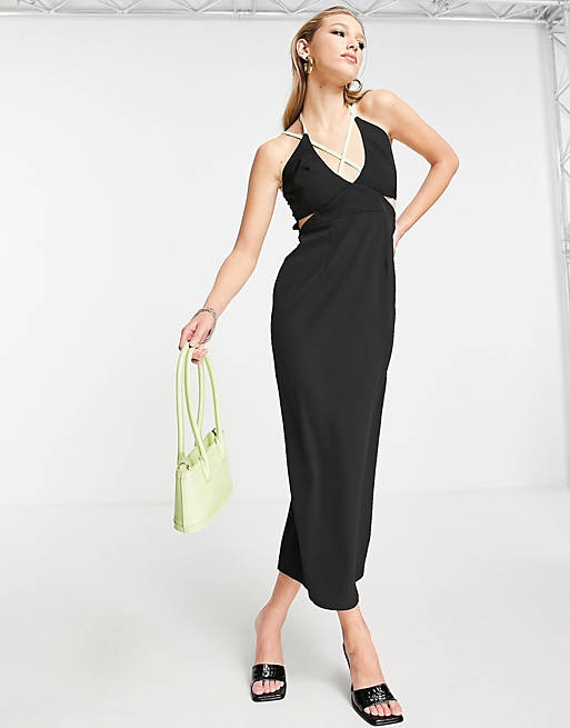 Extro & Vert shift maxi dress with neon strap details