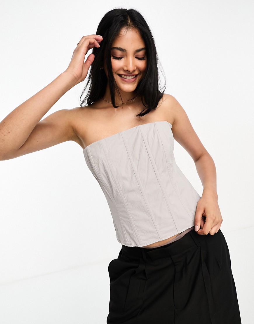 Extro & Vert structured bandeau corset top in stone-Grey