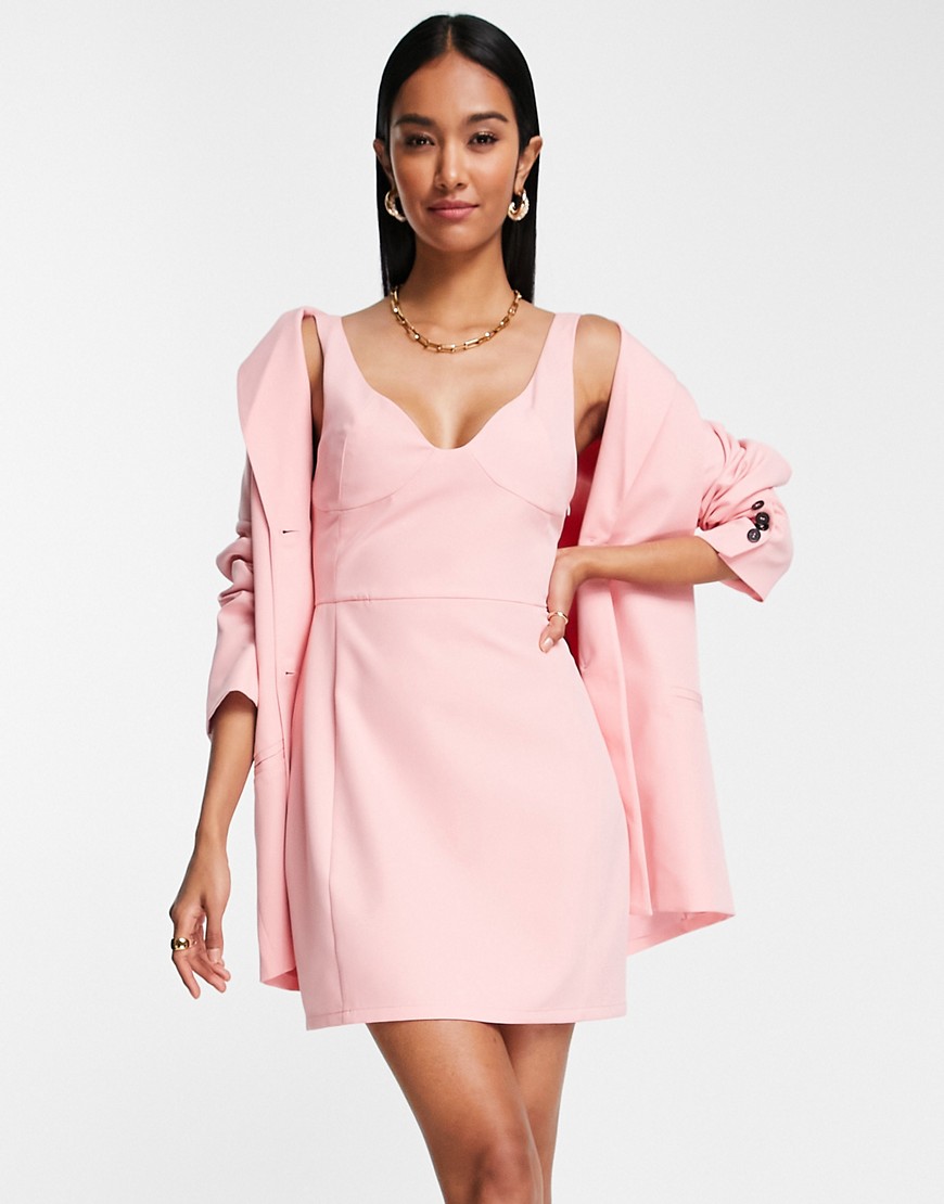 Extro & Vert structured bodycon dress in bubblegum pink