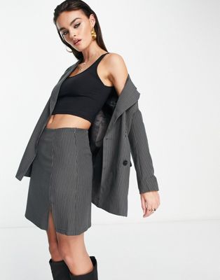 Extro & Vert super mini skirt in slate pinstripe co-ord - ASOS Price Checker