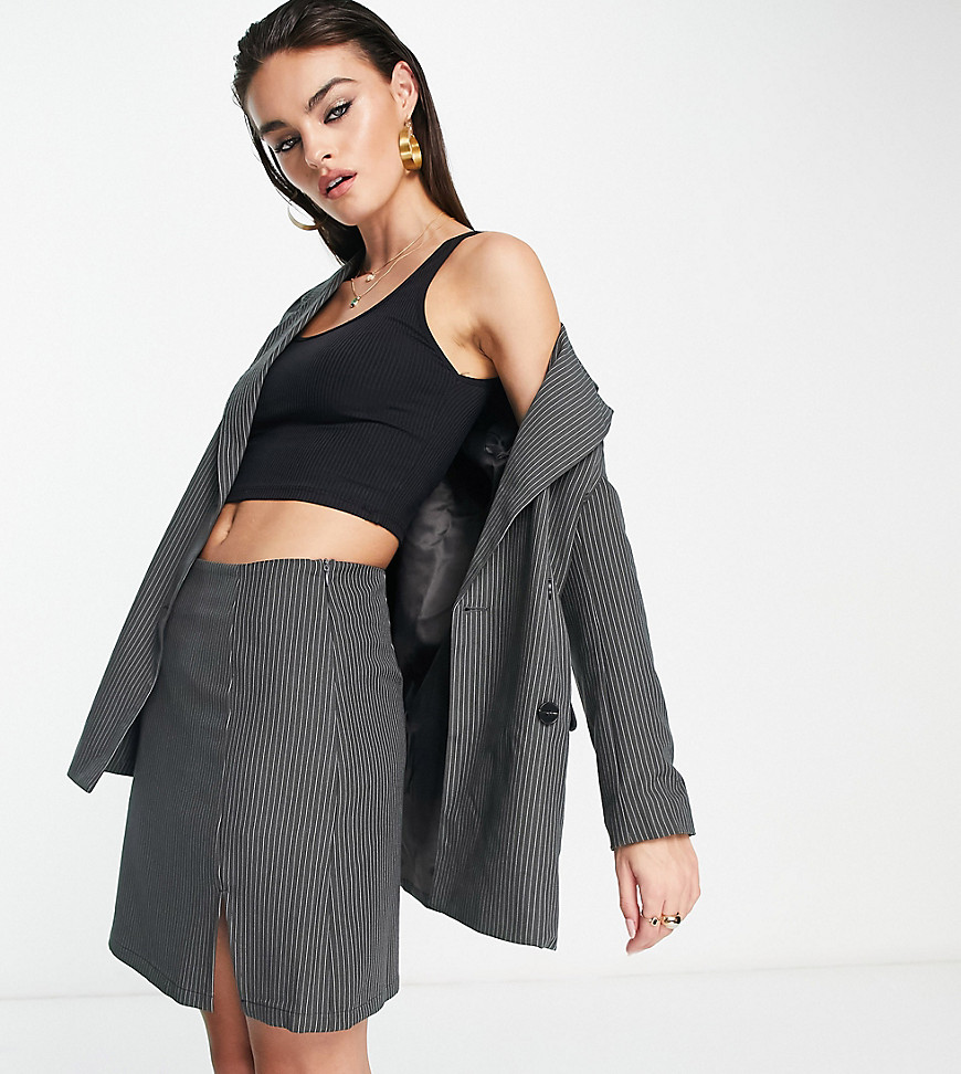 Extro & Vert super mini skirt in slate pinstripe - part of a set-Gray