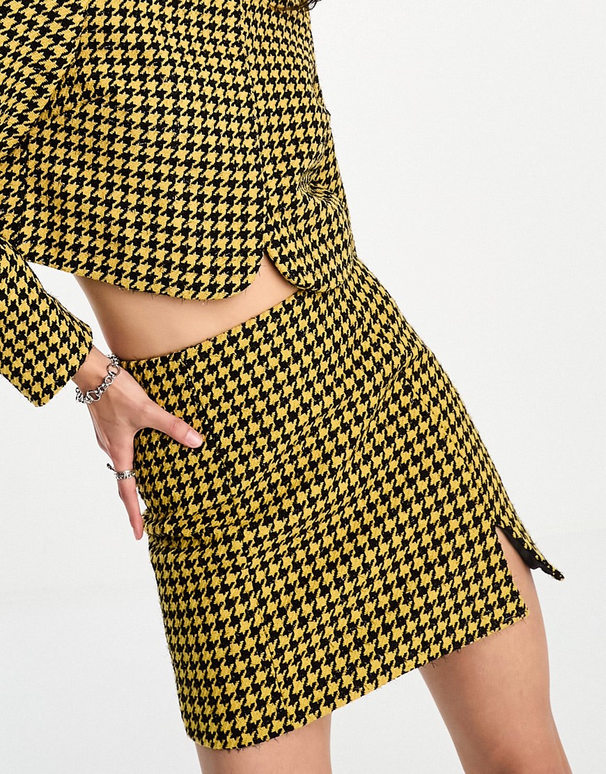 Extro & Vert super mini skirt in yellow and black tweed co-ord