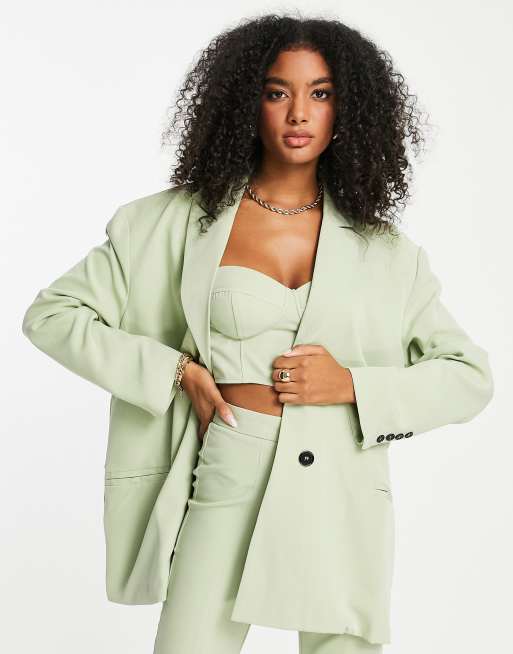 Extro & Vert super slouchy blazer, crop bralette and flare leg