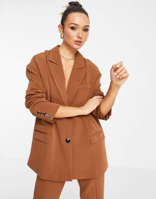 Extro & Vert Extro & Vert super slouchy blazer co-ord in midnight brown