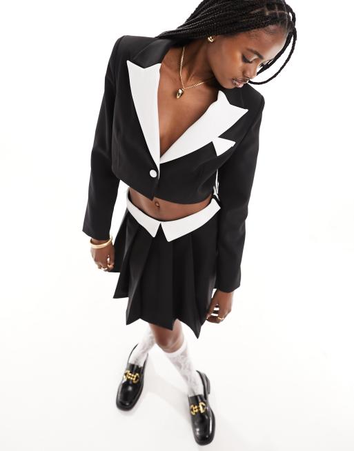Extro & Vert tailored cropped blazer in black (part of a set)